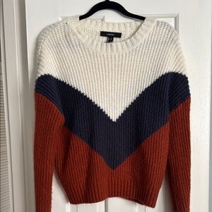 Forever 21 Chevron Knit Sweater - Cream, Navy, Rust